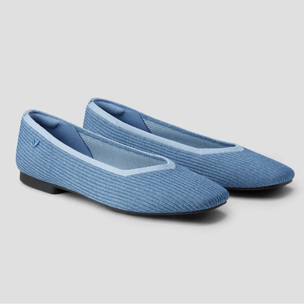 Light Blue Women's Slip-On Knit Ballet Flats